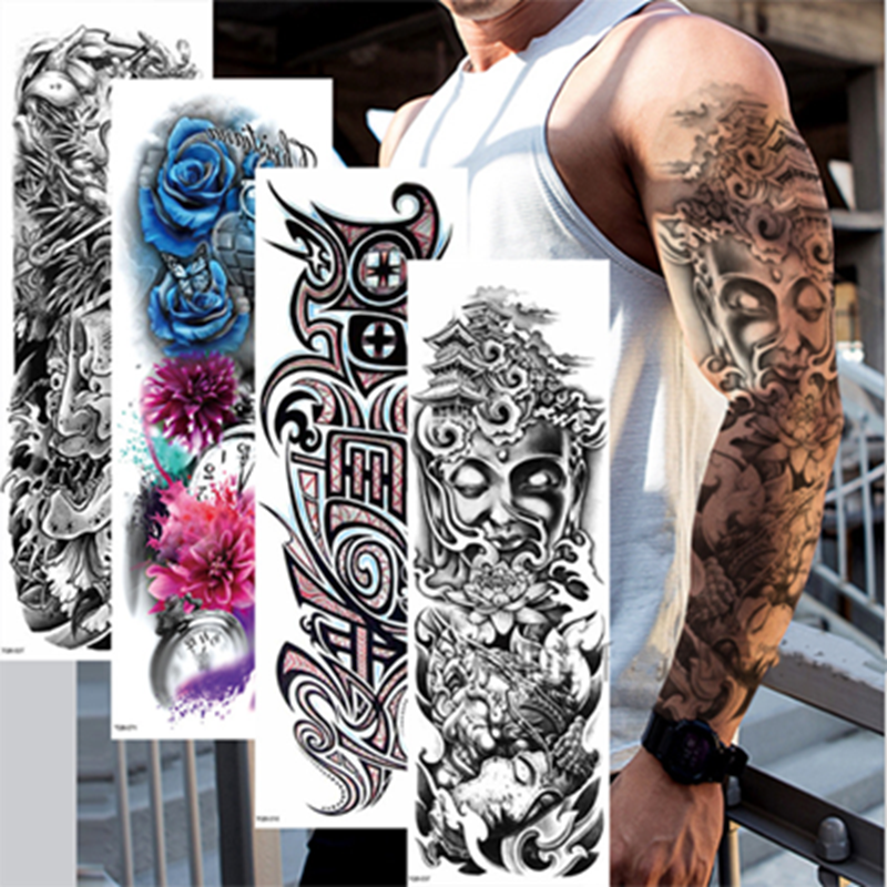 10PCS Full Arm Tattoo Stickers Waterproof Large Temporary Stickers One Time Men Women Body Art