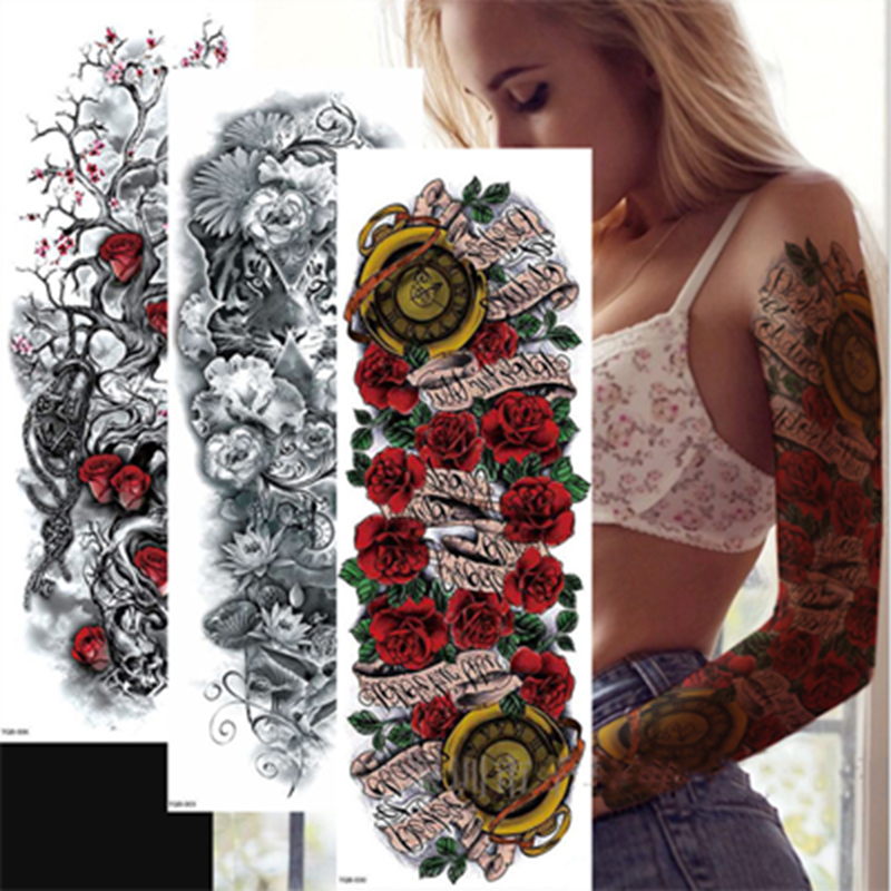 10PCS Full Arm Tattoo Stickers Waterproof Large Temporary Stickers One Time Men Women Body Art