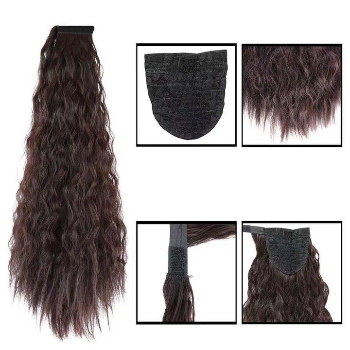 2021 New Year Popular Long Curly Women Hair Fluffy Corn Perm Lady Ponytail African Girls Pigtail