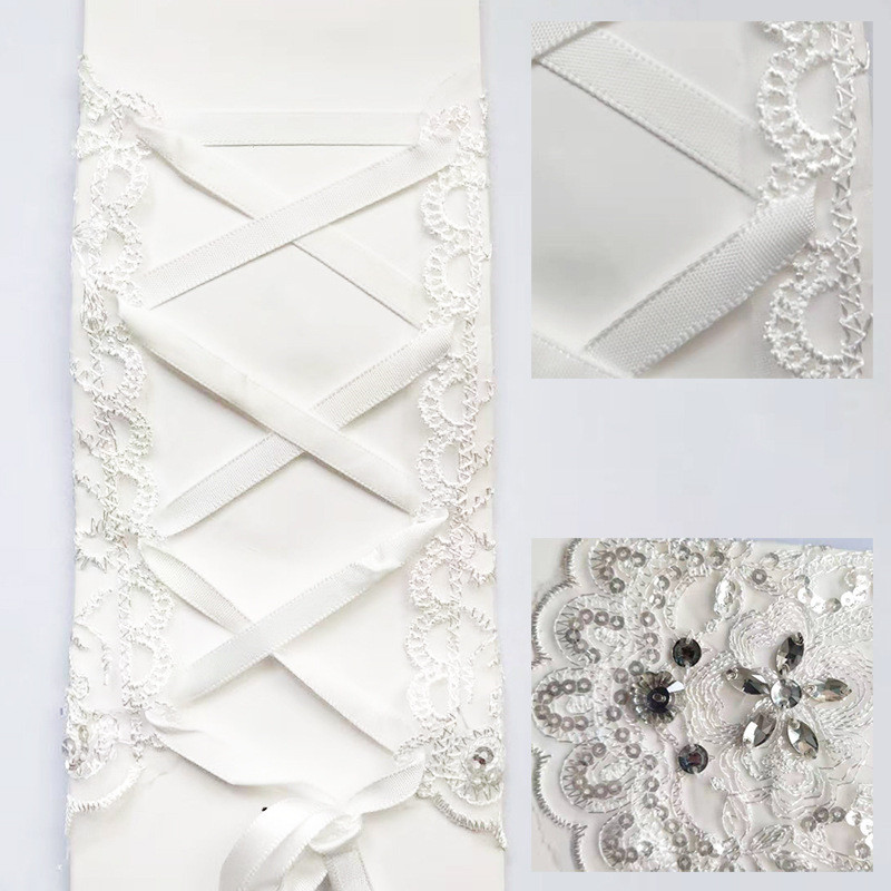 Popular Wedding Gift Bridal Gloves Short  Rhinestone White Lace Glove Beautiful Wedding Accessories