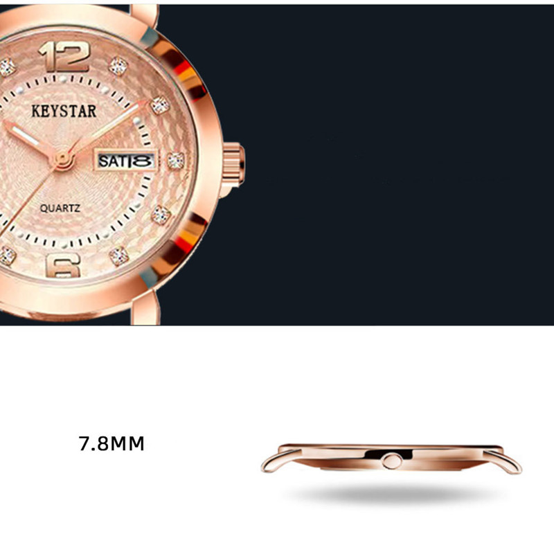 High Level Steel Women Watch Full Automatic Double Calendar Girl Steel Belt Lady Watch New Year Hot Gift Night Light Dual Calendar Non-Mechanical Automatic Fashion Women Watches Friends Birthday Gift
