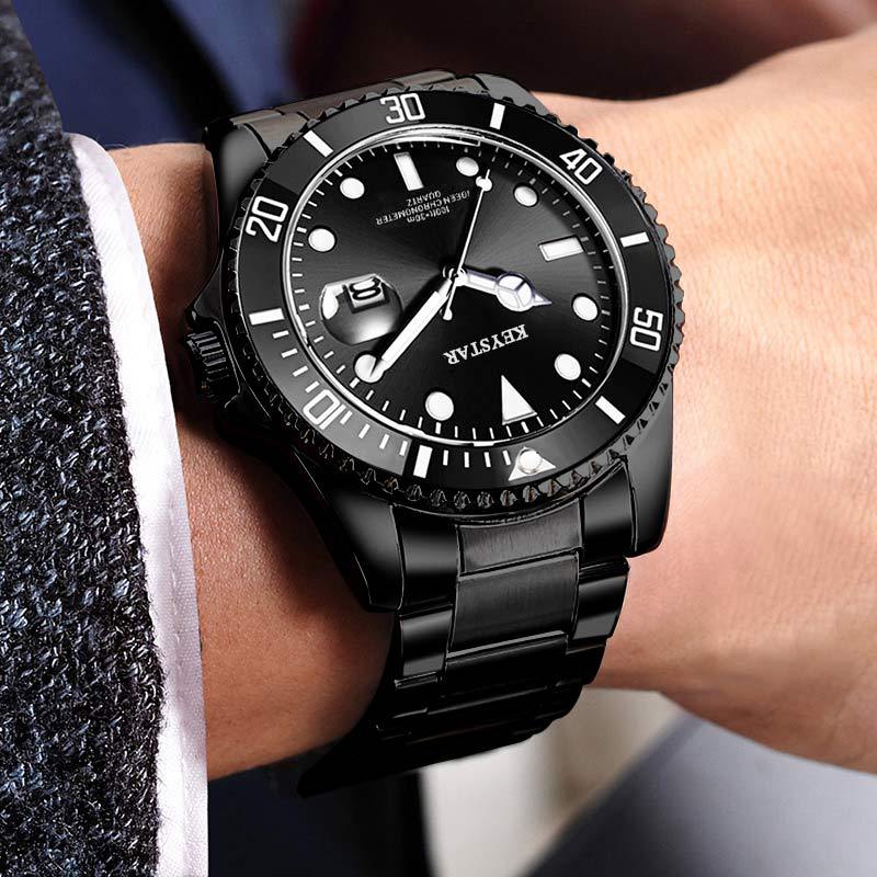 New Year Men Gift Popular Men's Steel Waterproof Luminous Calendar Watch  Boy Students Fashion Watch
