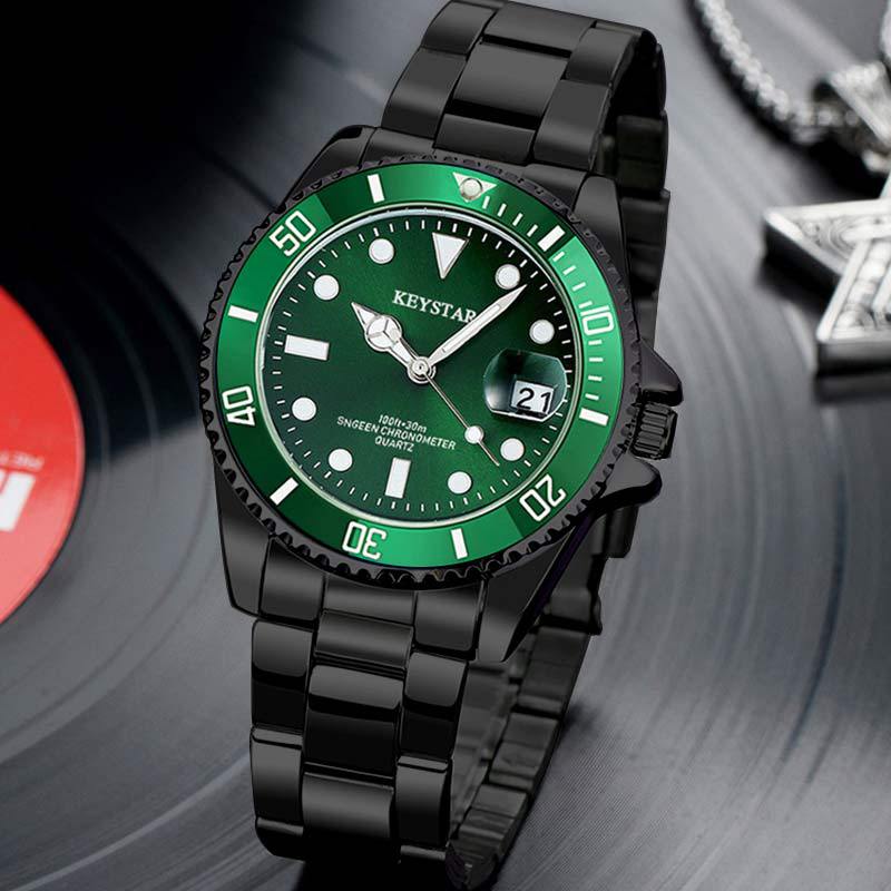 New Year Men Gift Popular Men's Steel Waterproof Luminous Calendar Watch  Boy Students Fashion Watch