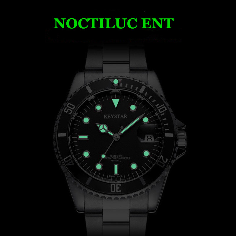 New Year Men Gift Popular Men's Steel Waterproof Luminous Calendar Watch  Boy Students Fashion Watch