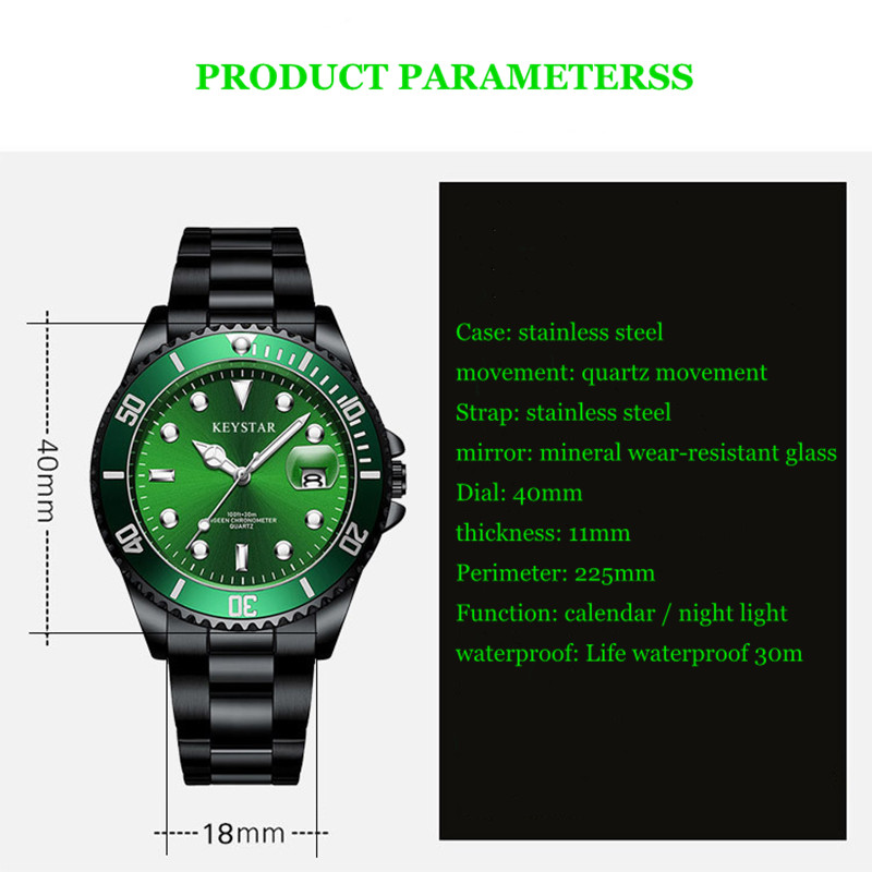 New Year Men Gift Popular Men's Steel Waterproof Luminous Calendar Watch  Boy Students Fashion Watch