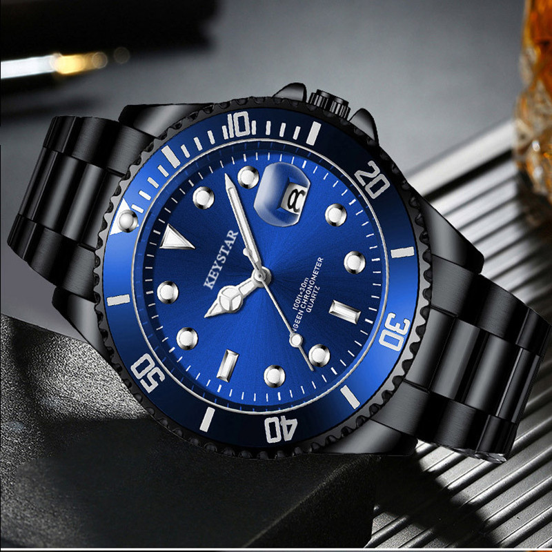 New Year Men Gift Popular Men's Steel Waterproof Luminous Calendar Watch  Boy Students Fashion Watch