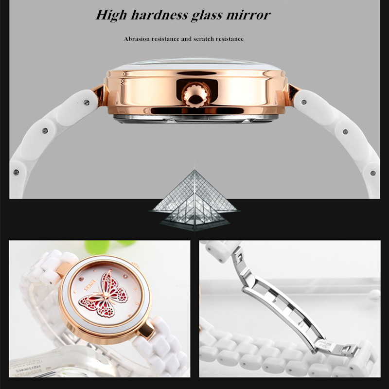 New Year Fashion Waterproof Hollow Out Lady Watch Ceramic Band Girls Students Women Creative Watch