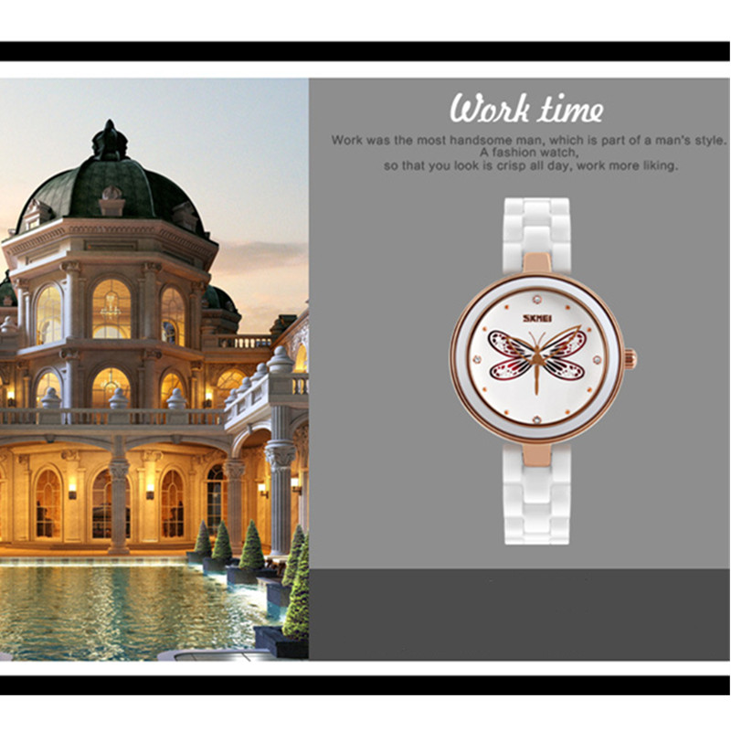 New Year Fashion Waterproof Hollow Out Lady Watch Ceramic Band Girls Students Women Creative Watch