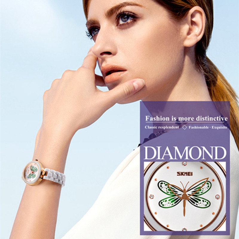 New Year Fashion Waterproof Hollow Out Lady Watch Ceramic Band Girls Students Women Creative Watch