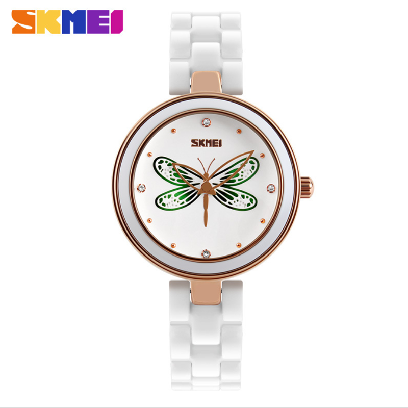 New Year Fashion Waterproof Hollow Out Lady Watch Ceramic Band Girls Students Women Creative Watch