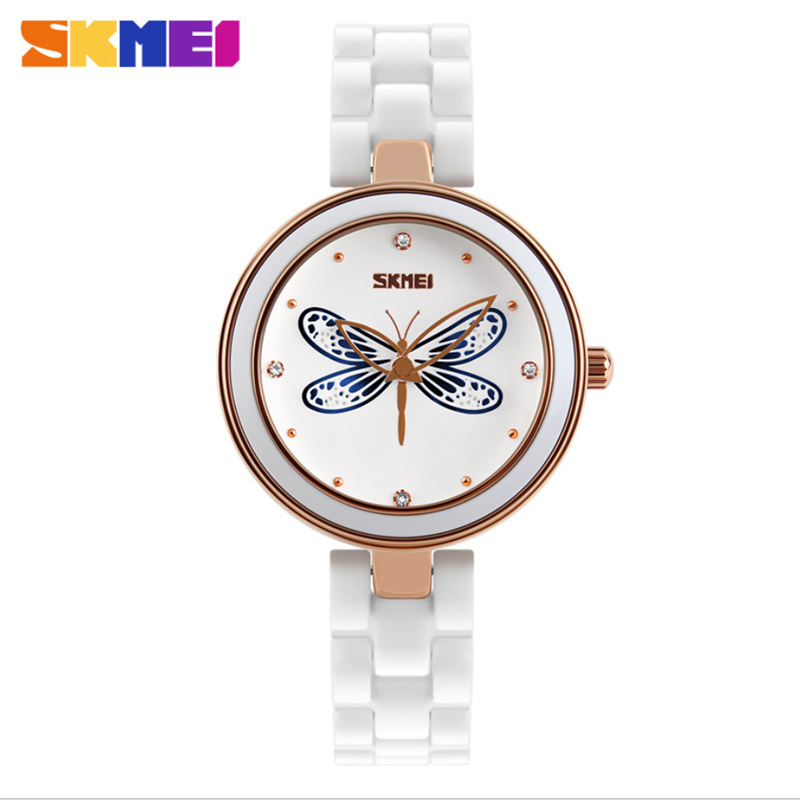 New Year Fashion Waterproof Hollow Out Lady Watch Ceramic Band Girls Students Women Creative Watch