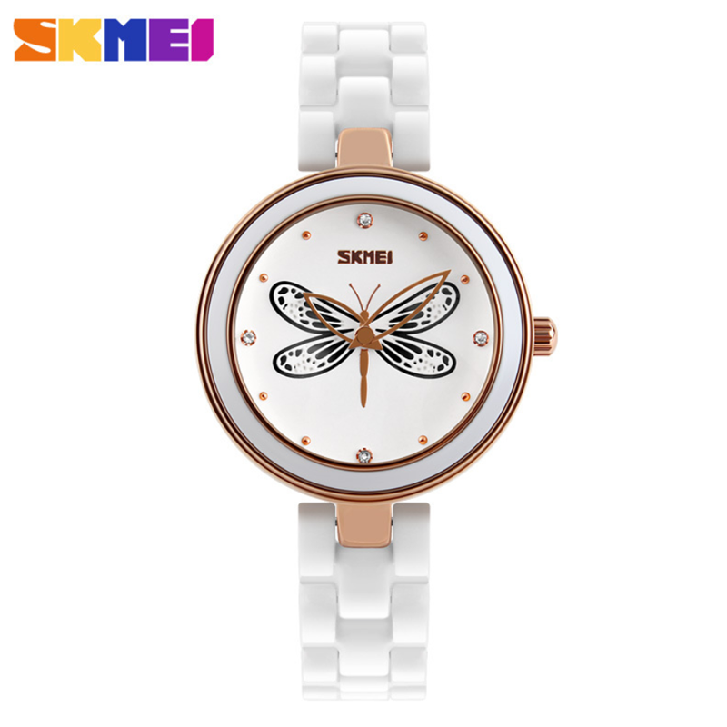 New Year Fashion Waterproof Hollow Out Lady Watch Ceramic Band Girls Students Women Creative Watch