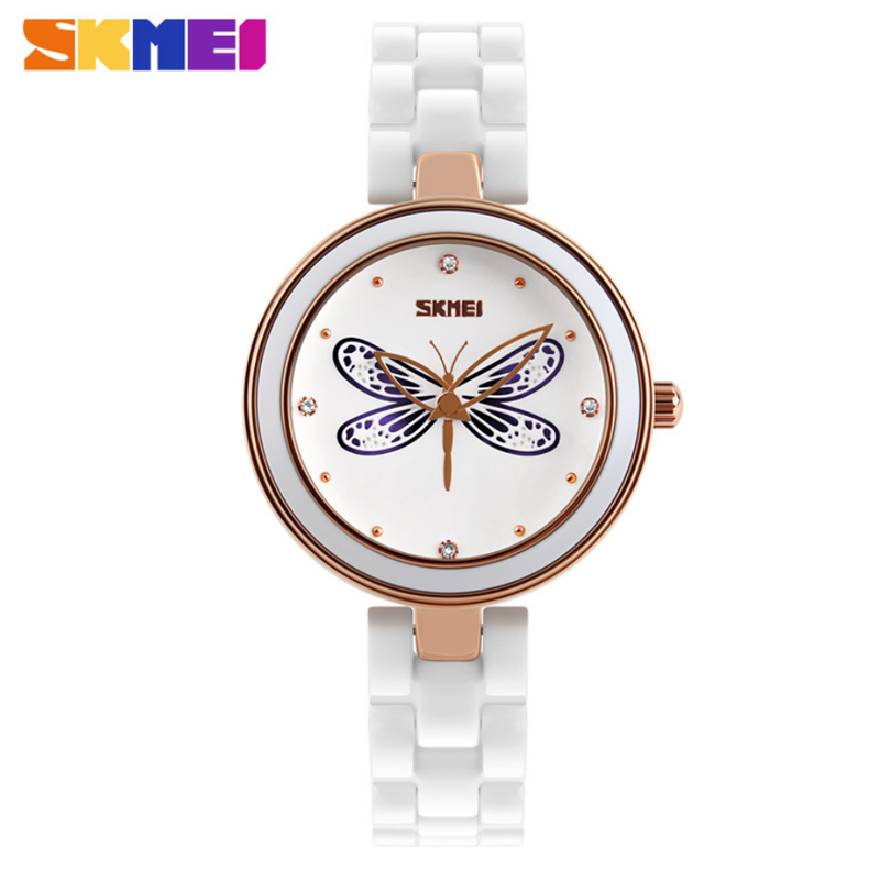 New Year Fashion Waterproof Hollow Out Lady Watch Ceramic Band Girls Students Women Creative Watch