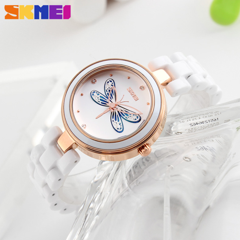 New Year Fashion Waterproof Hollow Out Lady Watch Ceramic Band Girls Students Women Creative Watch