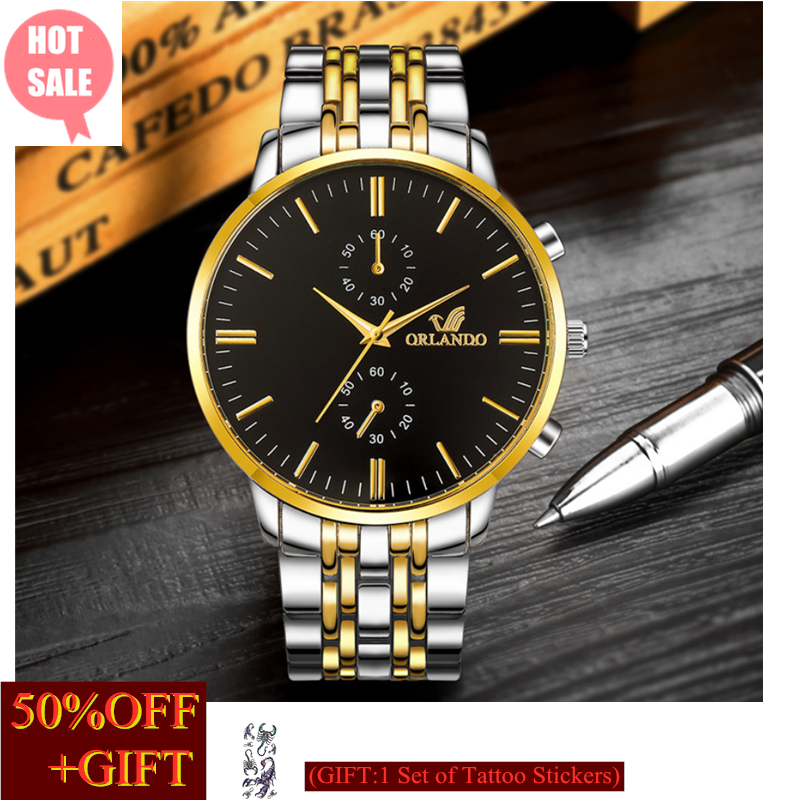 Popular Gift  Top Luxury Business Men Automatic Quartz Watches Full Steel Waterproof Wristwatch