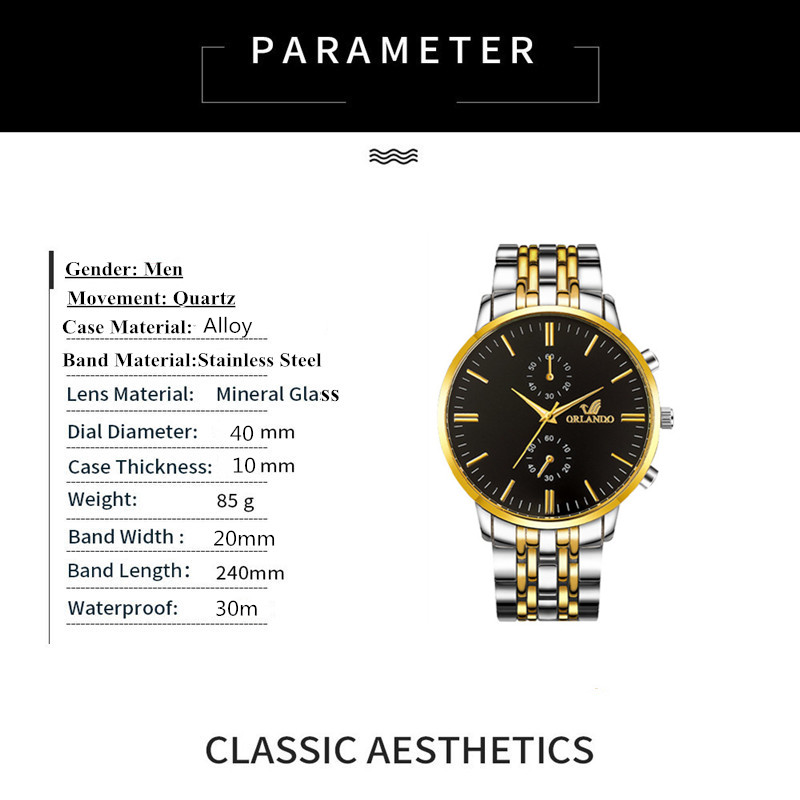 Popular Gift  Top Luxury Business Men Automatic Quartz Watches Full Steel Waterproof Wristwatch