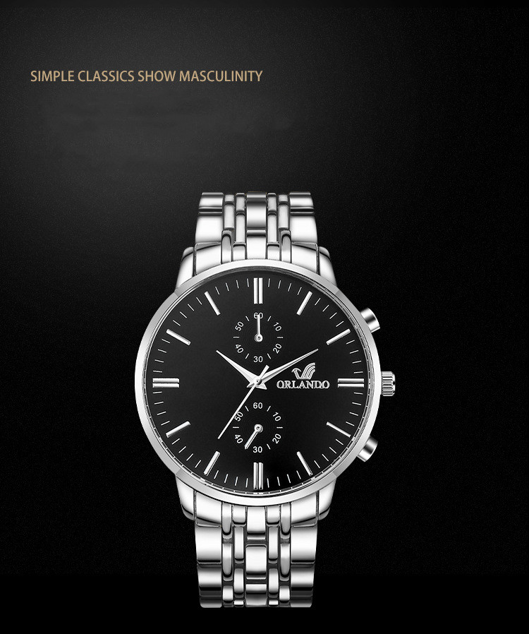 Popular Gift  Top Luxury Business Men Automatic Quartz Watches Full Steel Waterproof Wristwatch