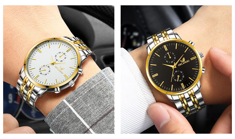 Popular Gift  Top Luxury Business Men Automatic Quartz Watches Full Steel Waterproof Wristwatch