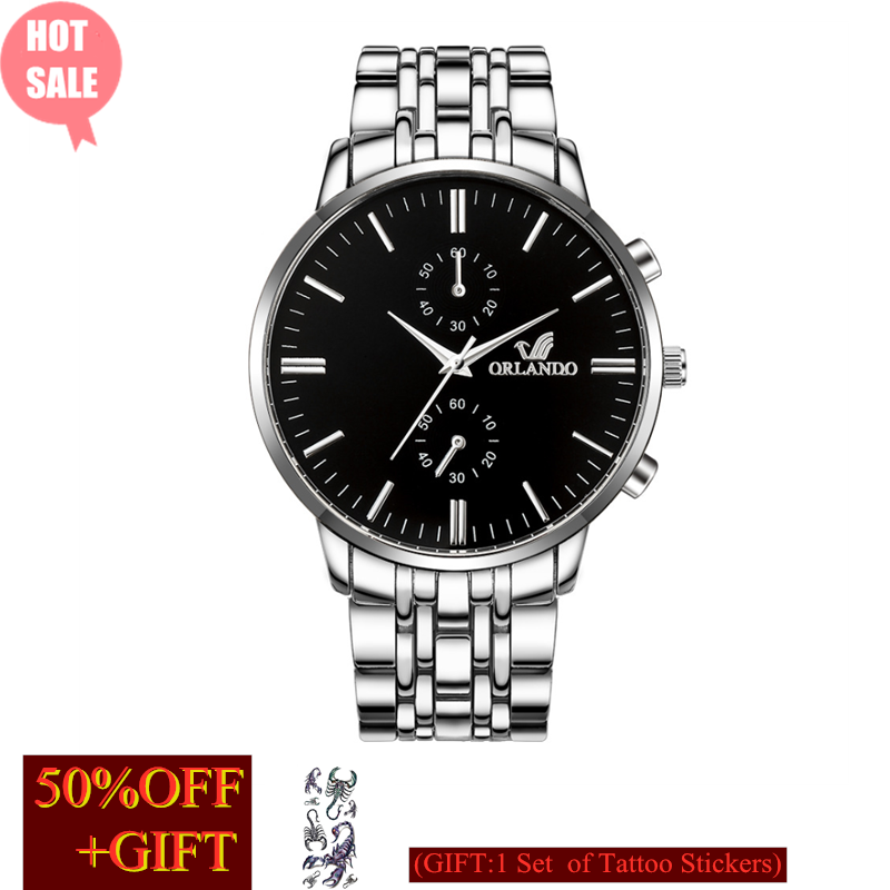 Popular Gift  Top Luxury Business Men Automatic Quartz Watches Full Steel Waterproof Wristwatch