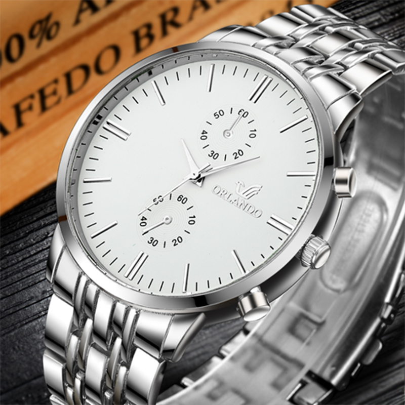 Popular Gift  Top Luxury Business Men Automatic Quartz Watches Full Steel Waterproof Wristwatch