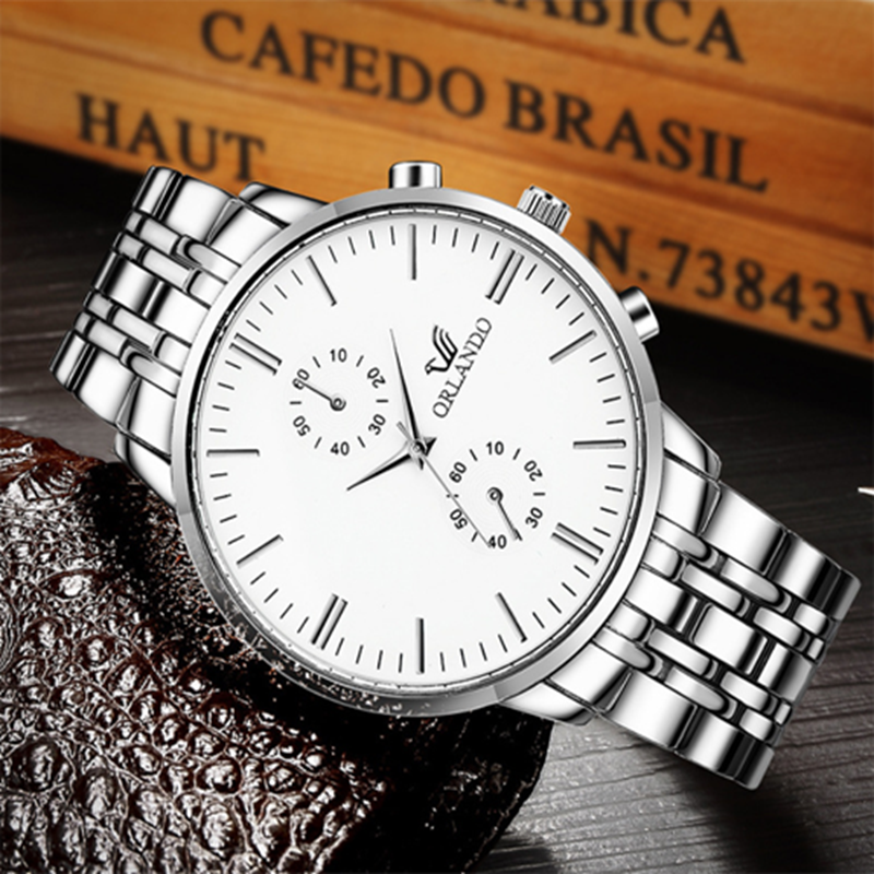 Popular Gift  Top Luxury Business Men Automatic Quartz Watches Full Steel Waterproof Wristwatch