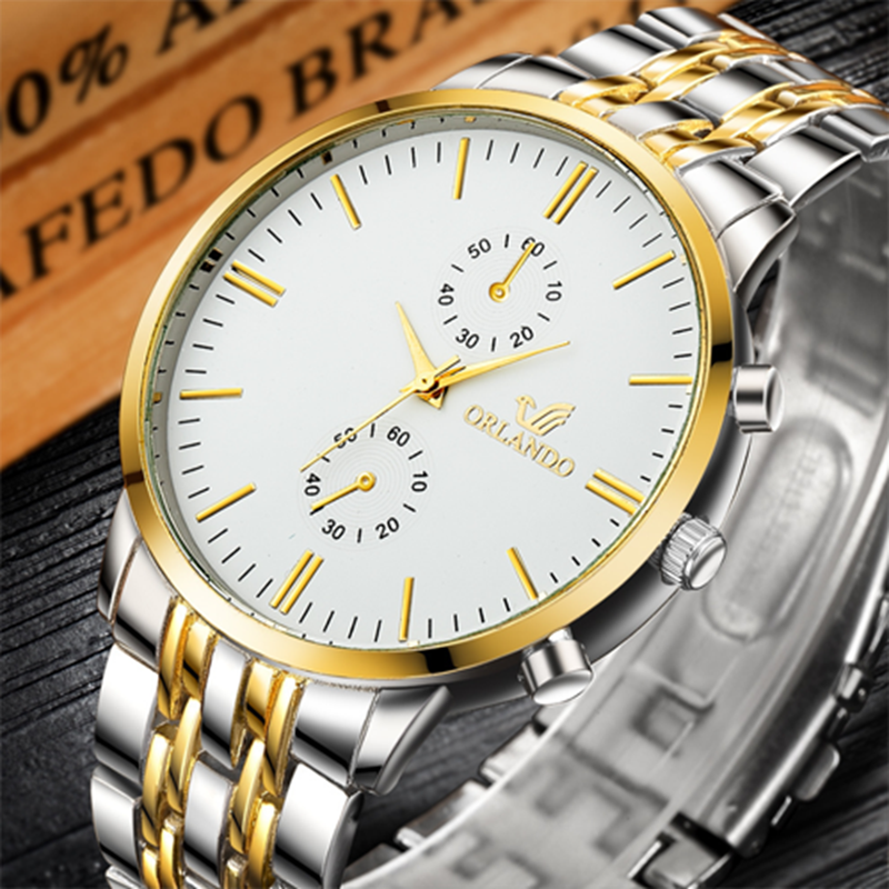 Popular Gift  Top Luxury Business Men Automatic Quartz Watches Full Steel Waterproof Wristwatch