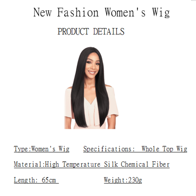 European &amp; American Popular Wigs Straight Long Hair Women Wigs Fashion Realistic Chemical Fiber Hair
