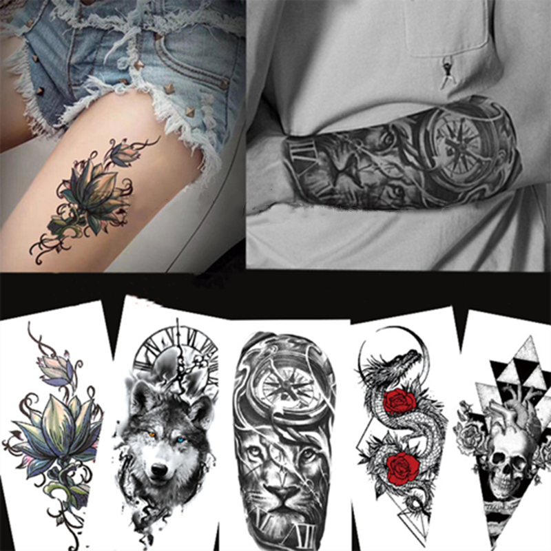 10PCS Half Arm Waterproof Disposable Tattoo Sticker Original Design One Time Men Women Body Art