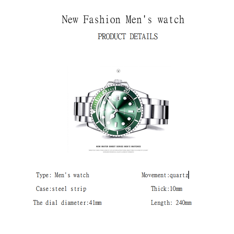 2021 Friends Gift  Fashion Calendar Luminous Business Men's Watch Steel Band Waterproof  Watch