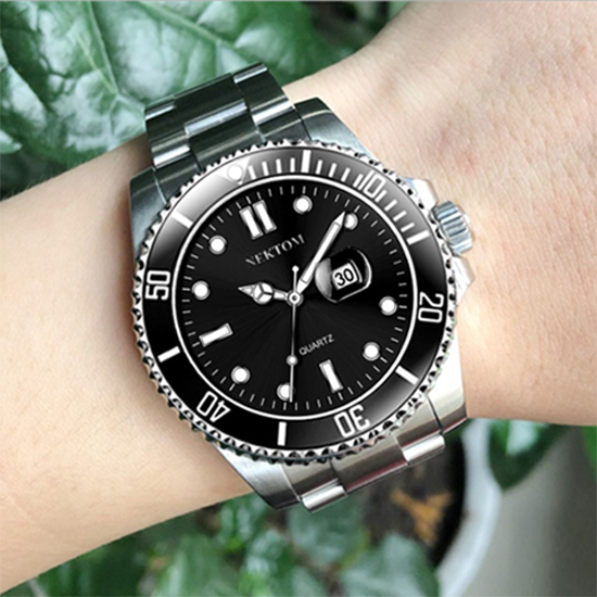 2021 Friends Gift  Fashion Calendar Luminous Business Men's Watch Steel Band Waterproof  Watch