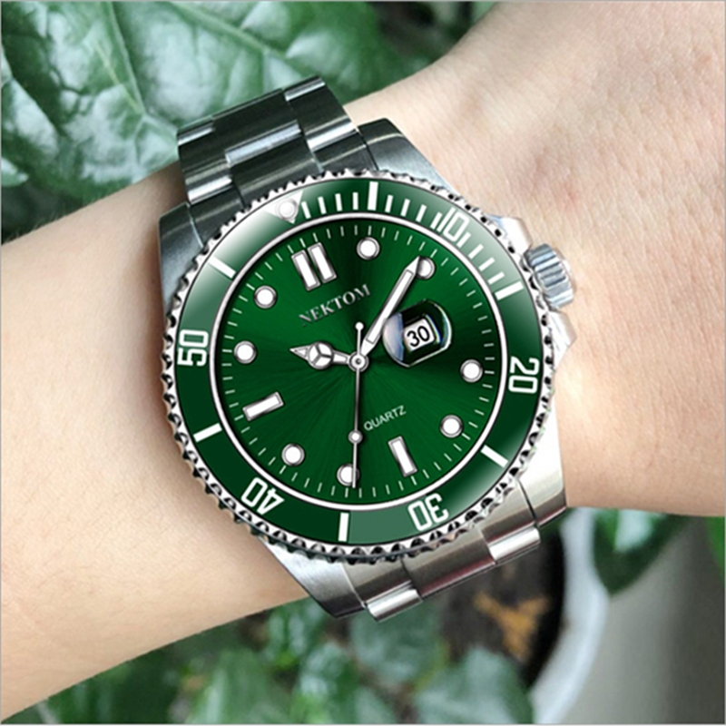 2021 Friends Gift  Fashion Calendar Luminous Business Men's Watch Steel Band Waterproof  Watch