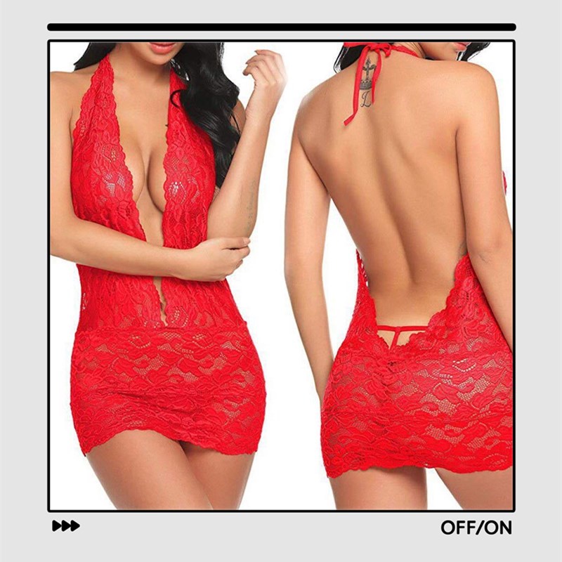 Popular Gift New Lace Perspective Lingerie Ladies Pajamas Girls Sexy Hip Skirt