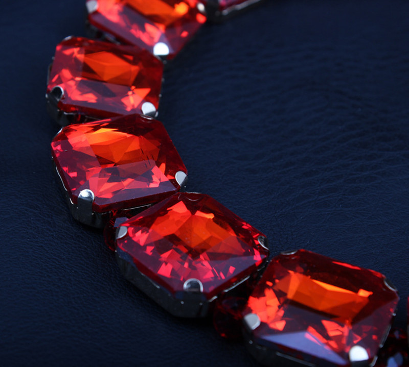 European&amp;American Exaggerated Crystal Necklace Earring Suit Female Fashion Brand Accessories