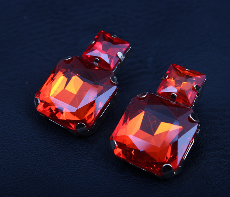 European&amp;American Exaggerated Crystal Necklace Earring Suit Female Fashion Brand Accessories