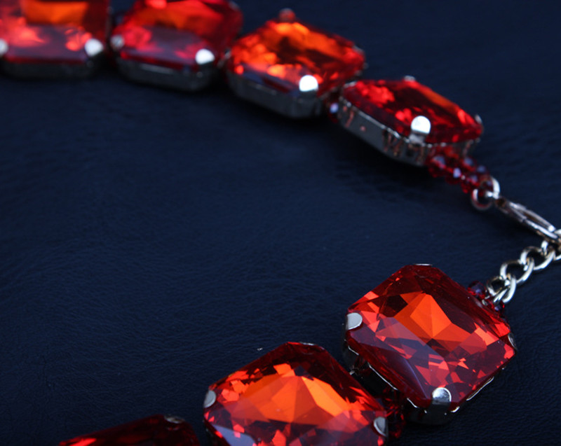 European&amp;American Exaggerated Crystal Necklace Earring Suit Female Fashion Brand Accessories