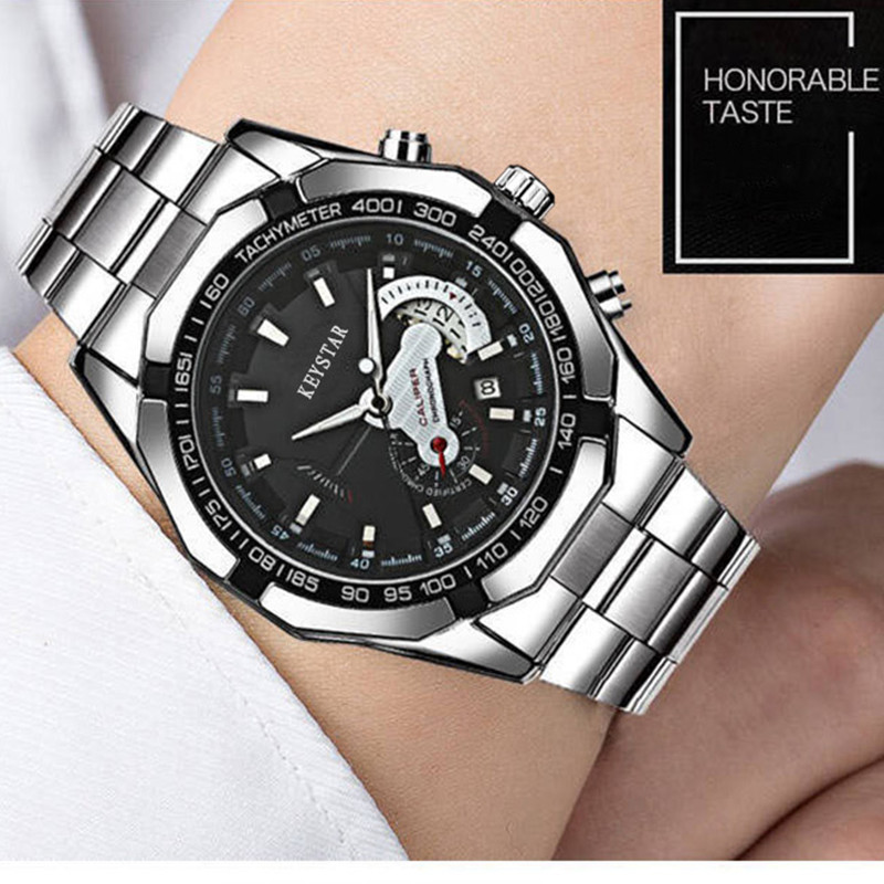 2021 Popular Full Automatic Hollow Men's Watch Luminous Waterproof Stainless Steel Business Watches
