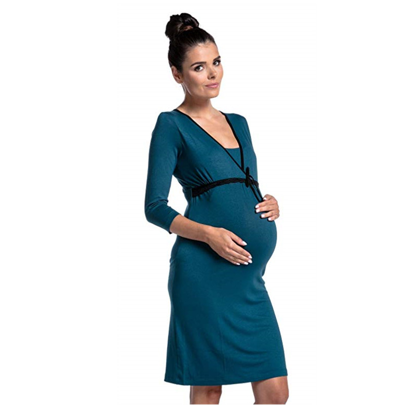 European American Fashion Lace Stitching Maternity Dress Multifunction Nursing Pregnant Women Skirt