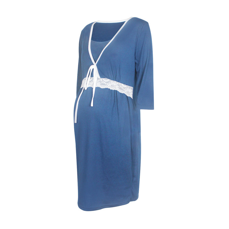 European American Fashion Lace Stitching Maternity Dress Multifunction Nursing Pregnant Women Skirt
