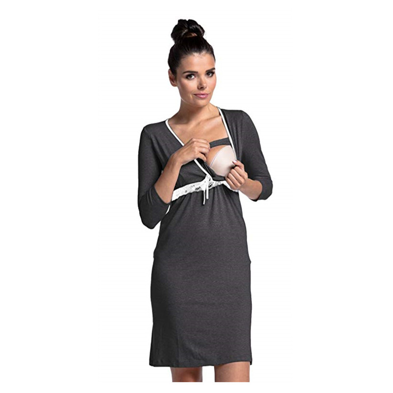 European American Fashion Lace Stitching Maternity Dress Multifunction Nursing Pregnant Women Skirt