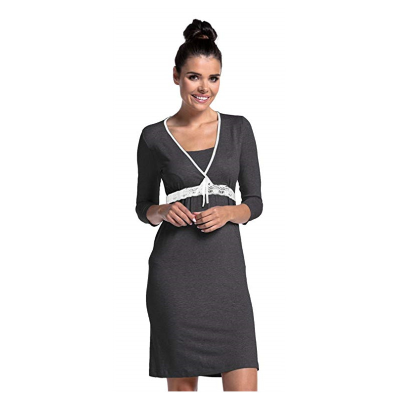 European American Fashion Lace Stitching Maternity Dress Multifunction Nursing Pregnant Women Skirt