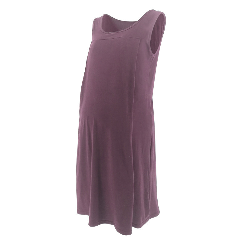 Hot Sell Maternity Cotton Pajamas Solid Color Breast Feeding Lady Dress Pregnant Women Skirt