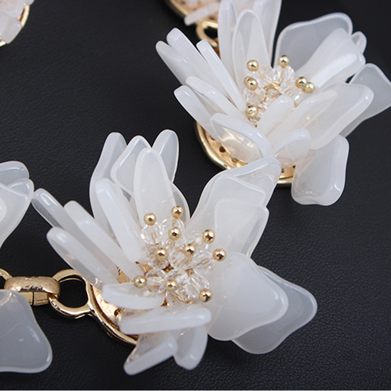 New Fashion Handmade Resin Flower Necklace Earring Set Clavicle Chain Temperament Female Accessories