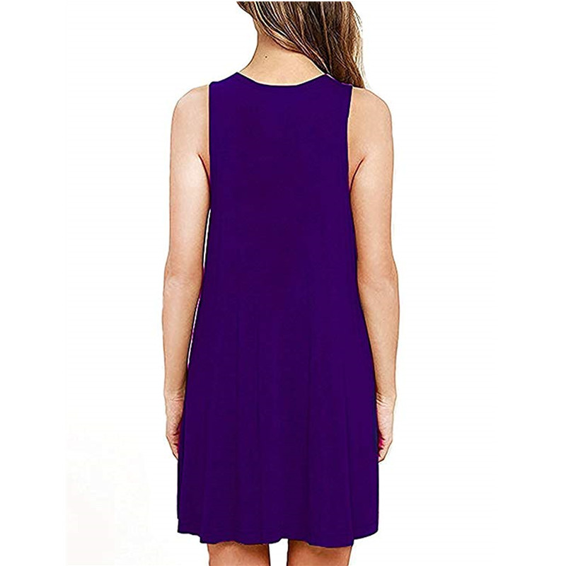 European&amp;American Popular Women's Sleeveless Loose Dress Pocket Vest Solid Color Large Lady Skirt