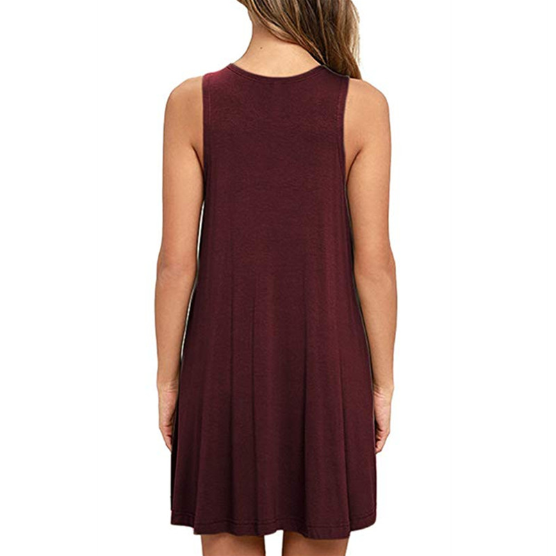 European&amp;American Popular Women's Sleeveless Loose Dress Pocket Vest Solid Color Large Lady Skirt