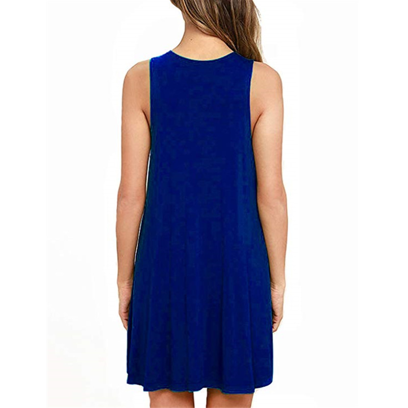 European&amp;American Popular Women's Sleeveless Loose Dress Pocket Vest Solid Color Large Lady Skirt