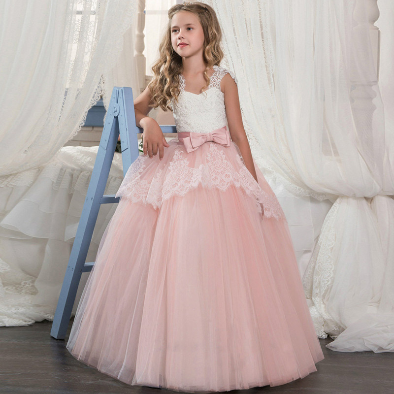 2021 New Children's Dress Middle Big Children's Fluffy Flower Wedding Dress Princess Dress