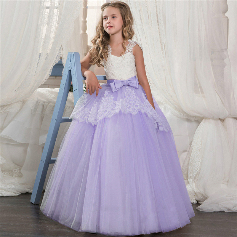2021 New Children's Dress Middle Big Children's Fluffy Flower Wedding Dress Princess Dress