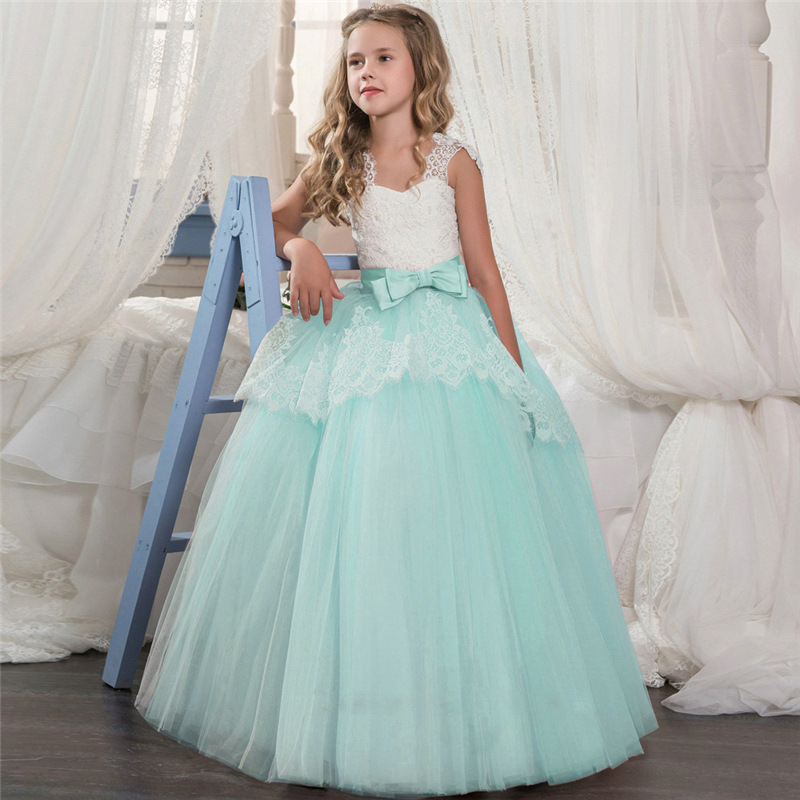 2021 New Children's Dress Middle Big Children's Fluffy Flower Wedding Dress Princess Dress