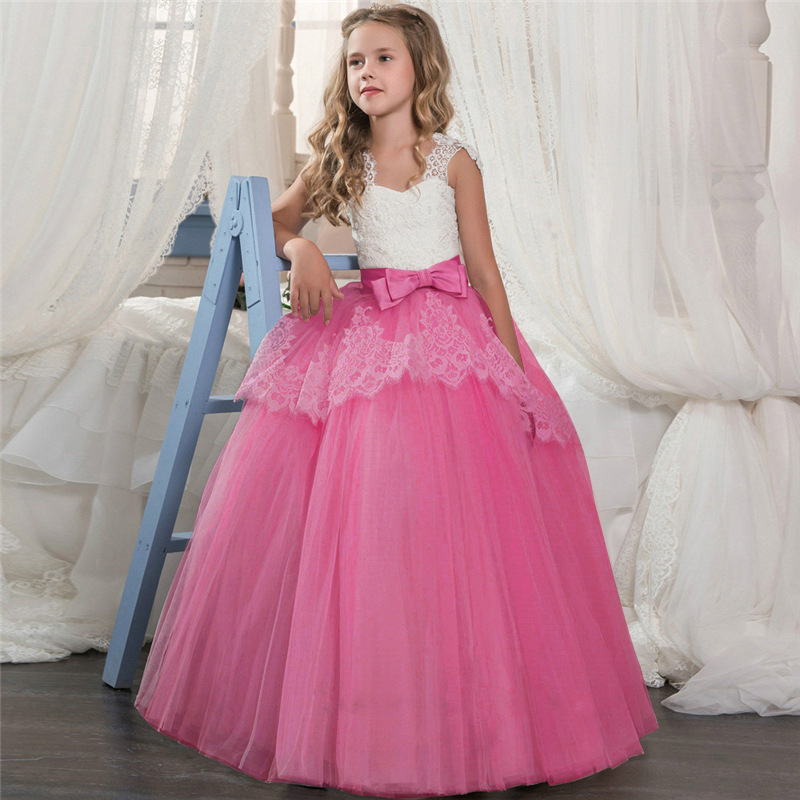 2021 New Children's Dress Middle Big Children's Fluffy Flower Wedding Dress Princess Dress