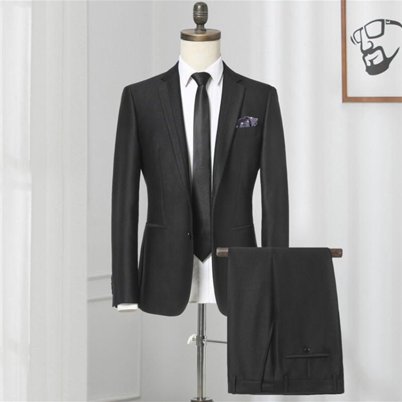 Luxury Slim Suit Business Cloth Groomsman 2PC Suit Blazer Jacket Pants Work Suit Wedding Suit